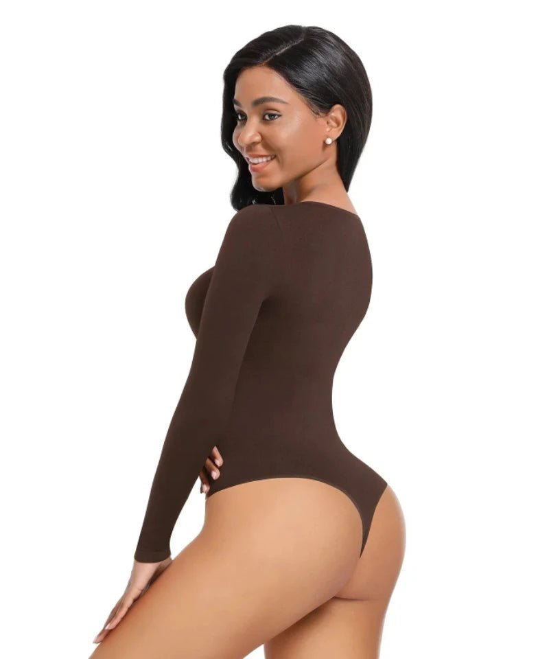 Body Femme Marron Manches Longues Porté
