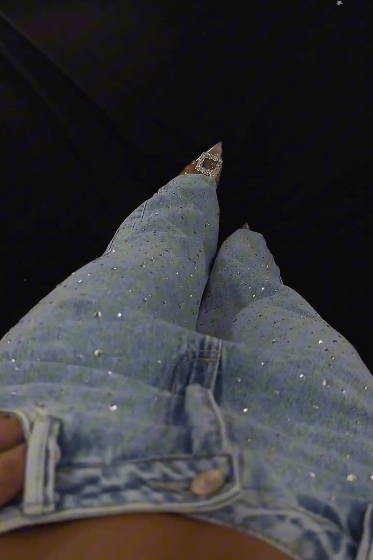 Jean Femme Scintillant Fendu Clouté | SPARKLYSLIT™