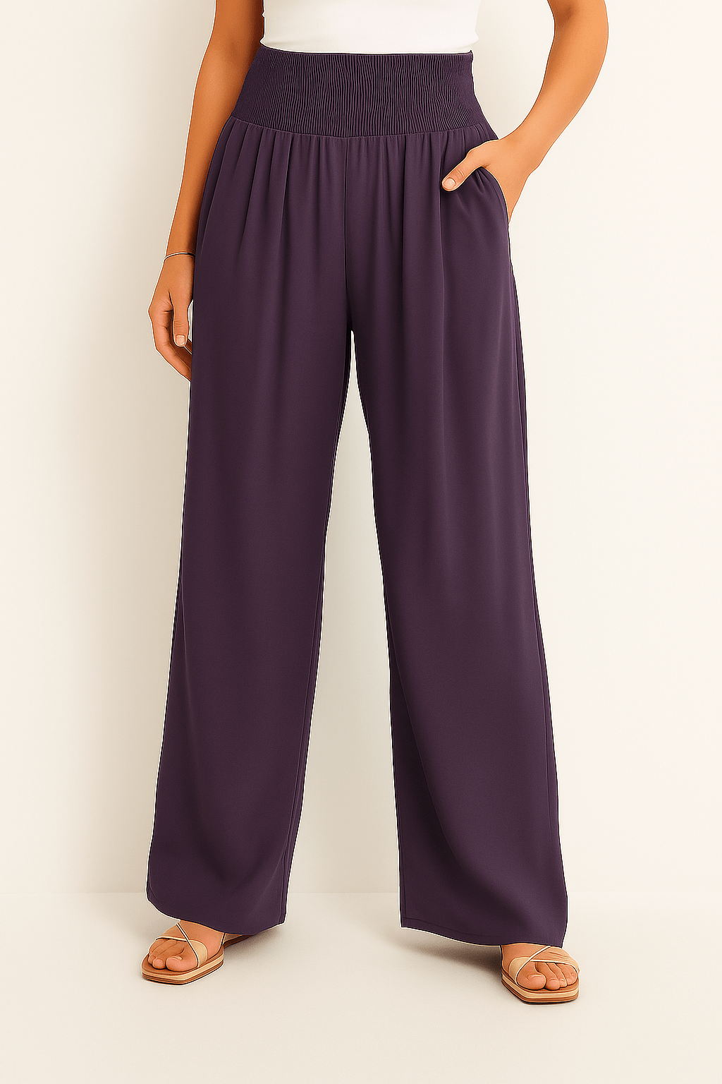 Pantalon Femme à Taille Élastique et Coupe Large | KARIN