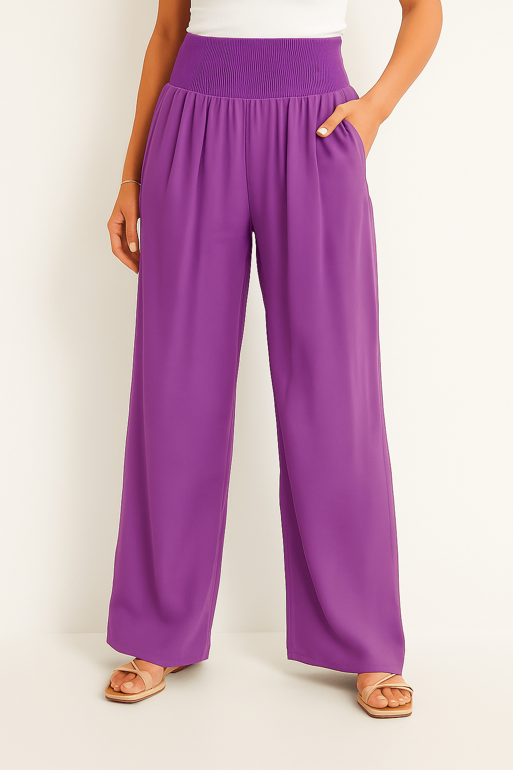 Pantalon Femme à Taille Élastique et Coupe Large | KARIN