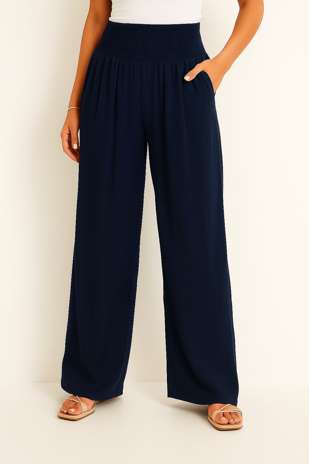 Pantalon Femme à Taille Élastique et Coupe Large | KARIN