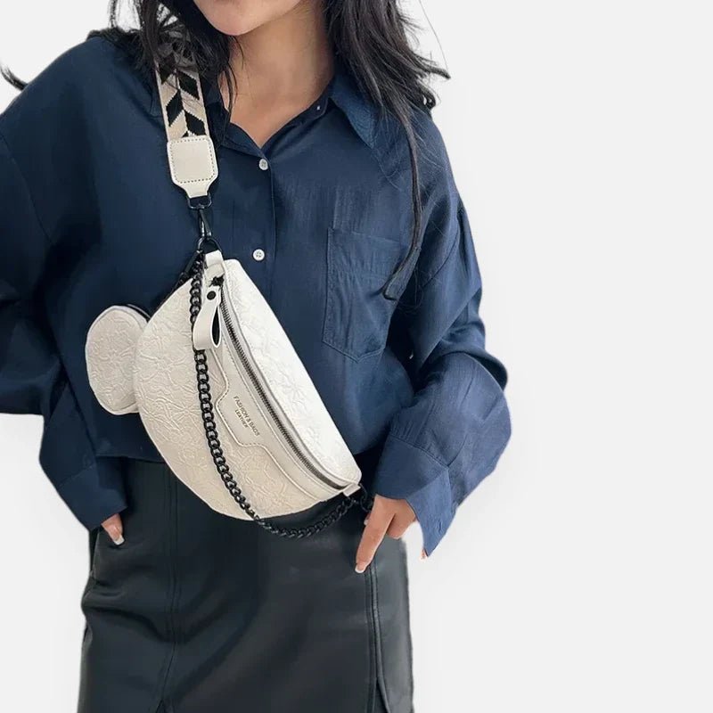 Sac Banane en Cuir Motif Floral avec Bandoulière et Porte-Monnaie | LUCY