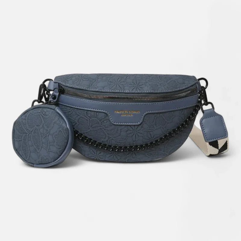 Sac Banane en Cuir Motif Floral avec Bandoulière et Porte-Monnaie | LUCY