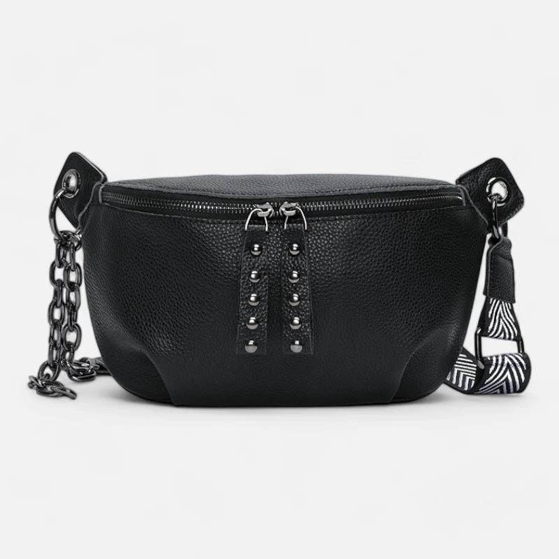 Sac Banane Femme en Cuir Noir à Bandoulière Élégante | ADENIA
