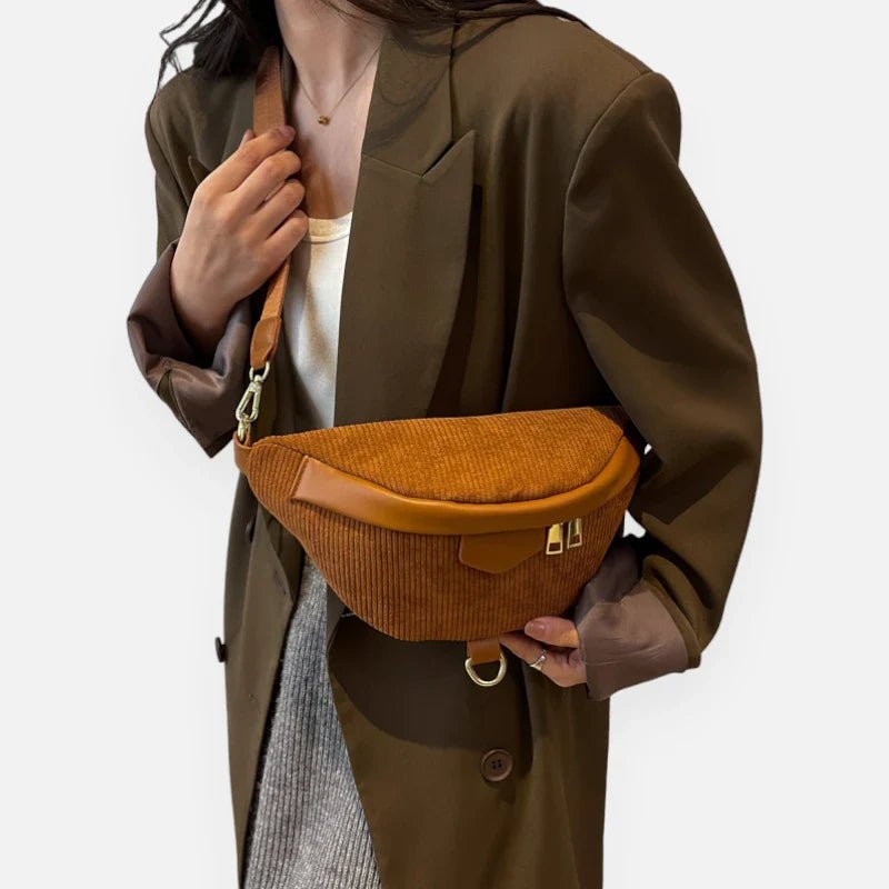 Sac Banane Femme Velours Côtelé Chic à Bandoulière | HÉLÈNE