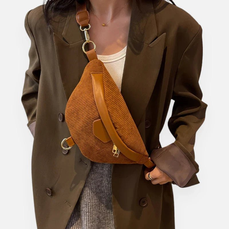 Sac Banane Femme Velours Côtelé Chic à Bandoulière | HÉLÈNE