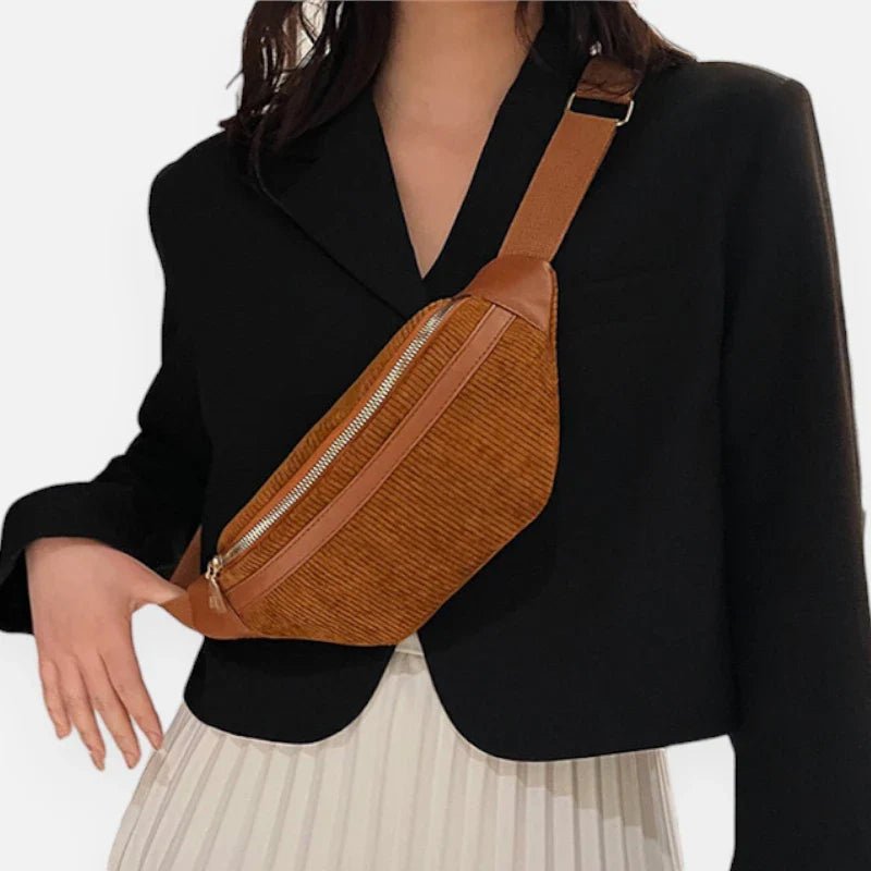 Sac Banane Femme Velours Côtelé Chic à Bandoulière | VIVIANA