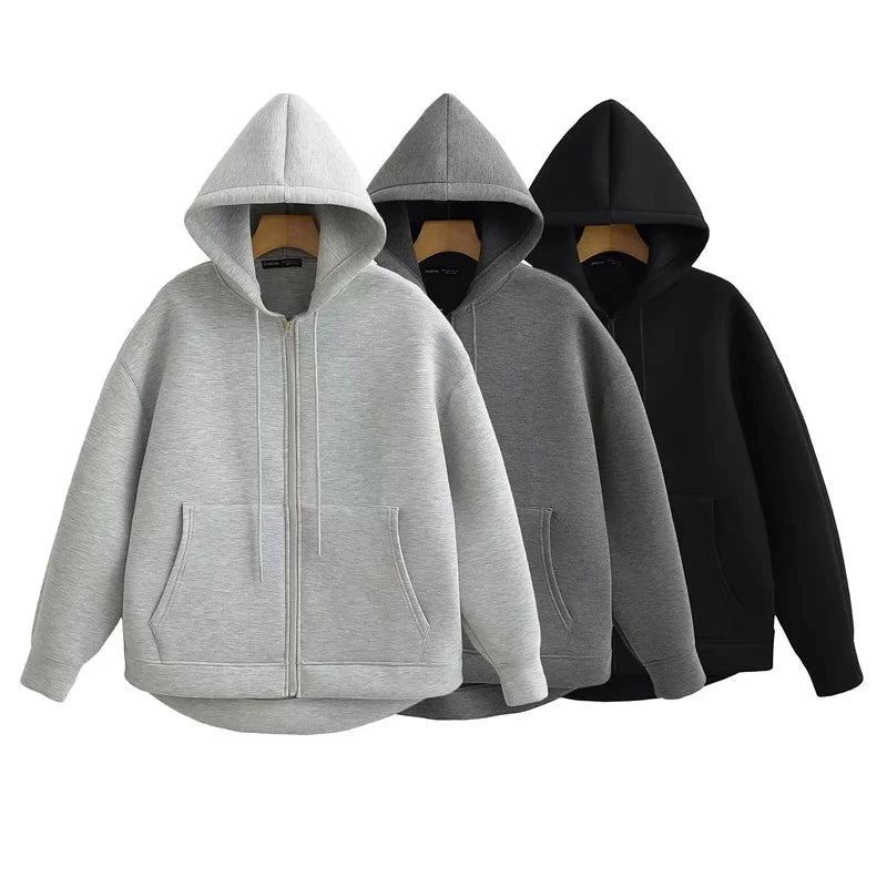 Sweat Femme Capuche Zippé Oversize