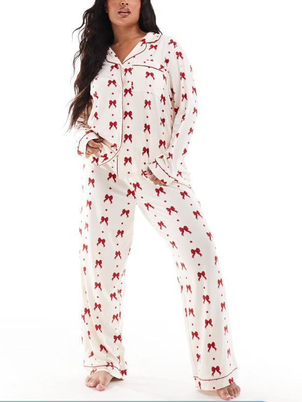 Ensemble Pyjama Femme à Motifs Nœud Rouge | BOWGLAM™