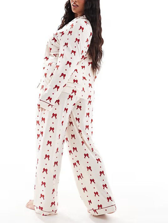 Ensemble Pyjama Femme à Motifs Nœud Rouge | BOWGLAM™