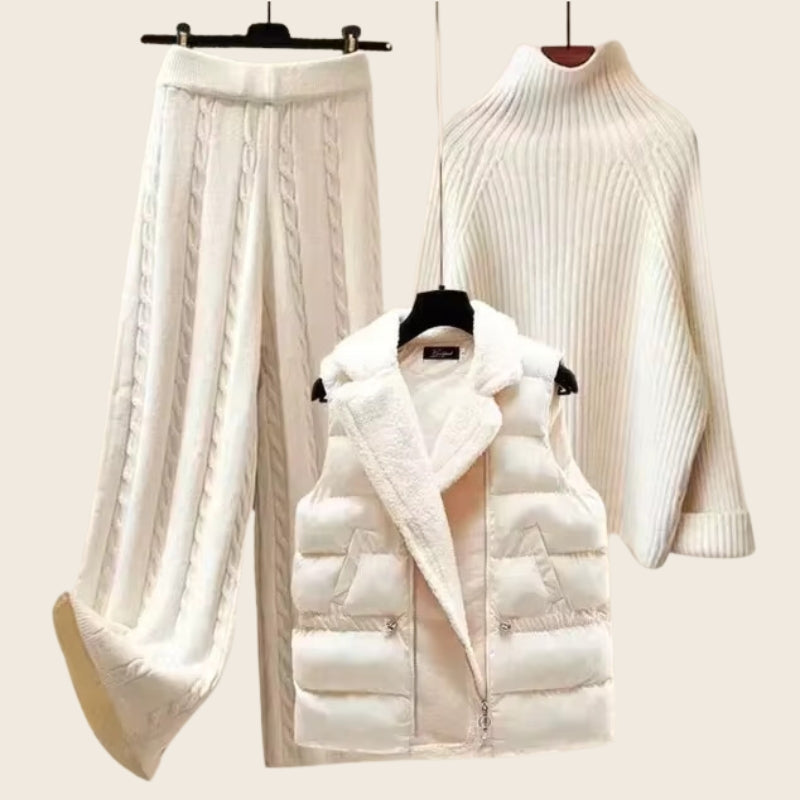 Ensemble Tricoté Blanc Neige Femme | SNOWGLAM™