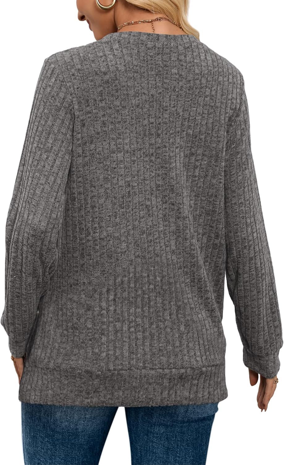 Pull Col V Côtelé Femme | COSYKNIT™