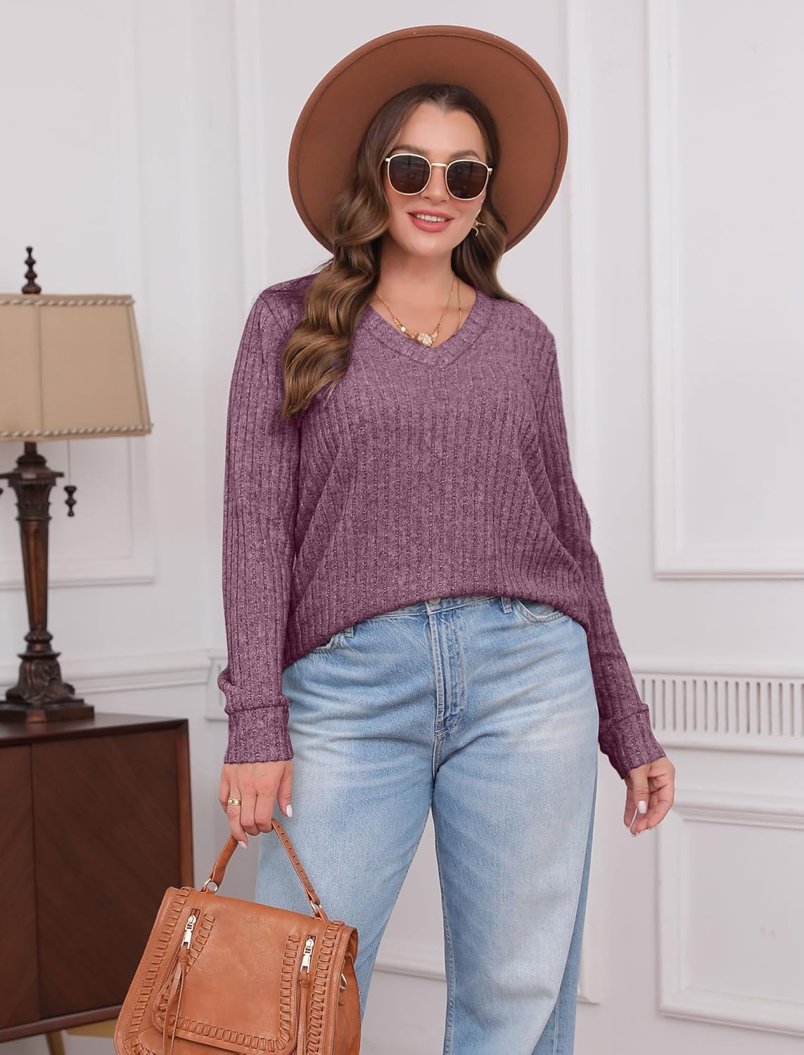 Pull Col V Côtelé Femme | COSYKNIT™