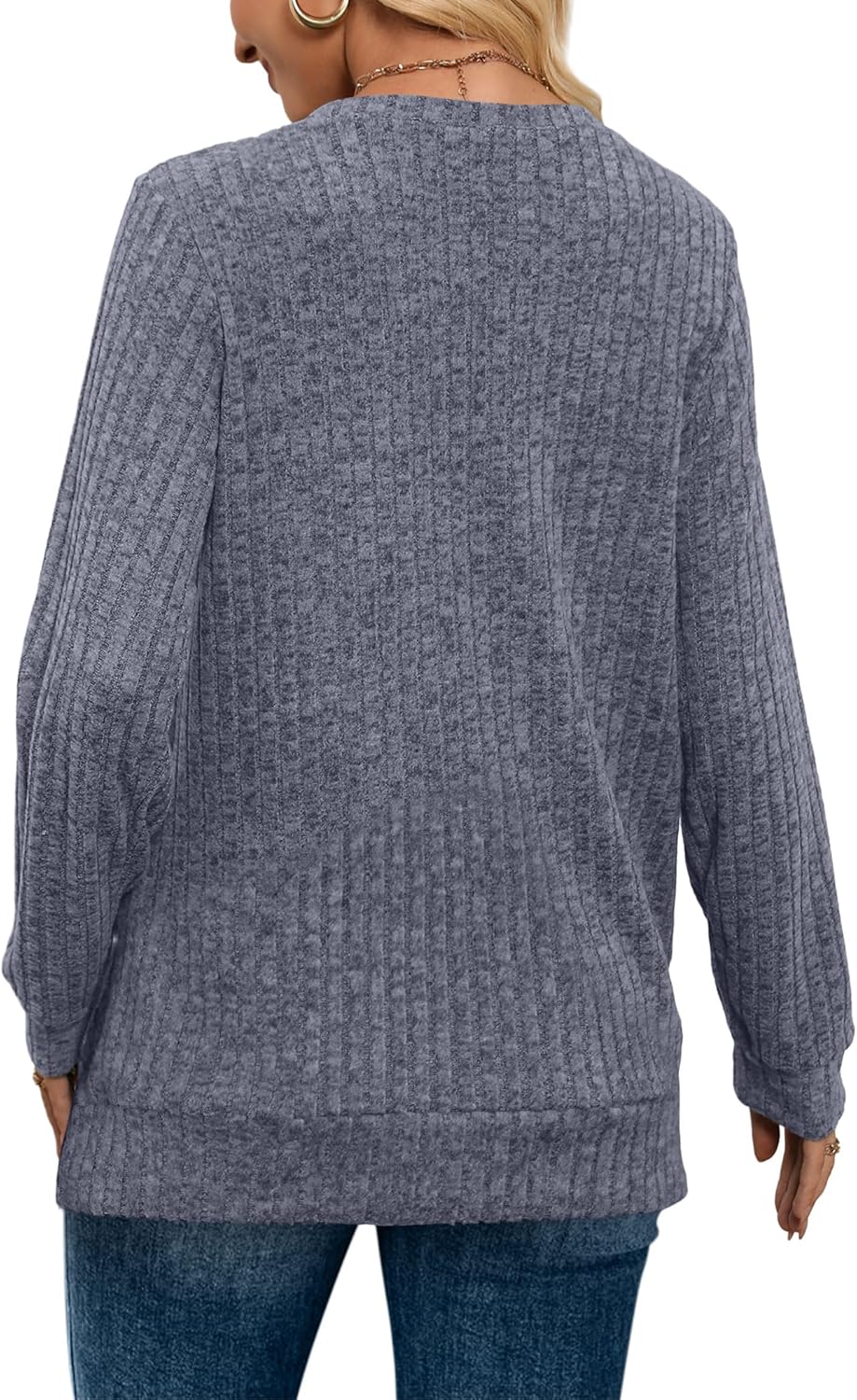 Pull Col V Côtelé Femme | COSYKNIT™