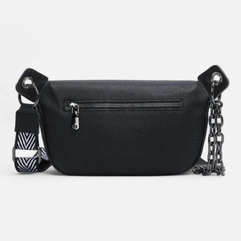 Sac Banane Femme en Cuir Noir à Bandoulière Élégante | ADENIA