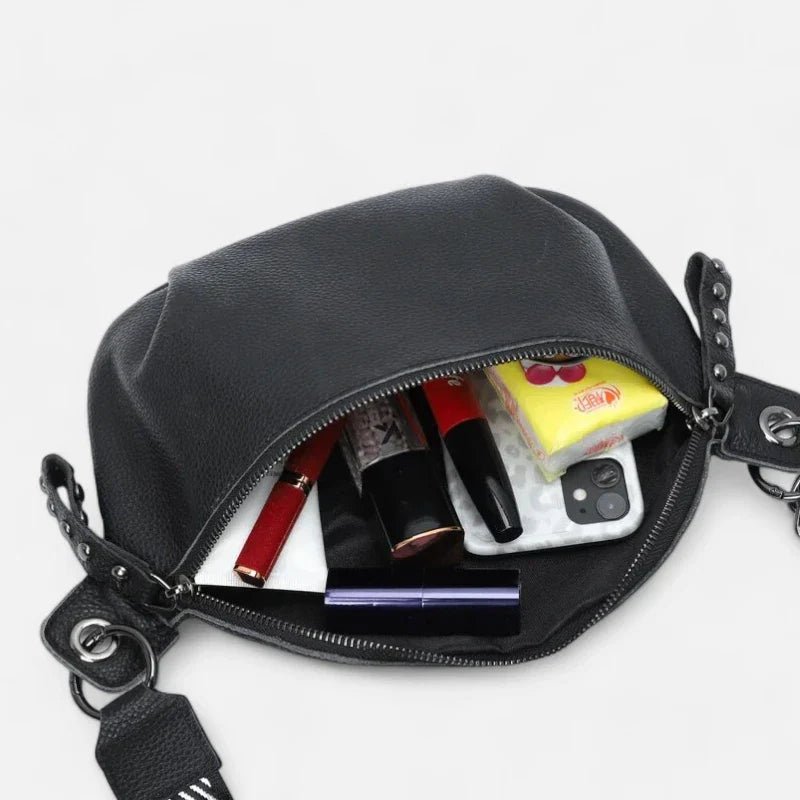 Sac Banane Femme en Cuir Noir à Bandoulière Élégante | ADENIA